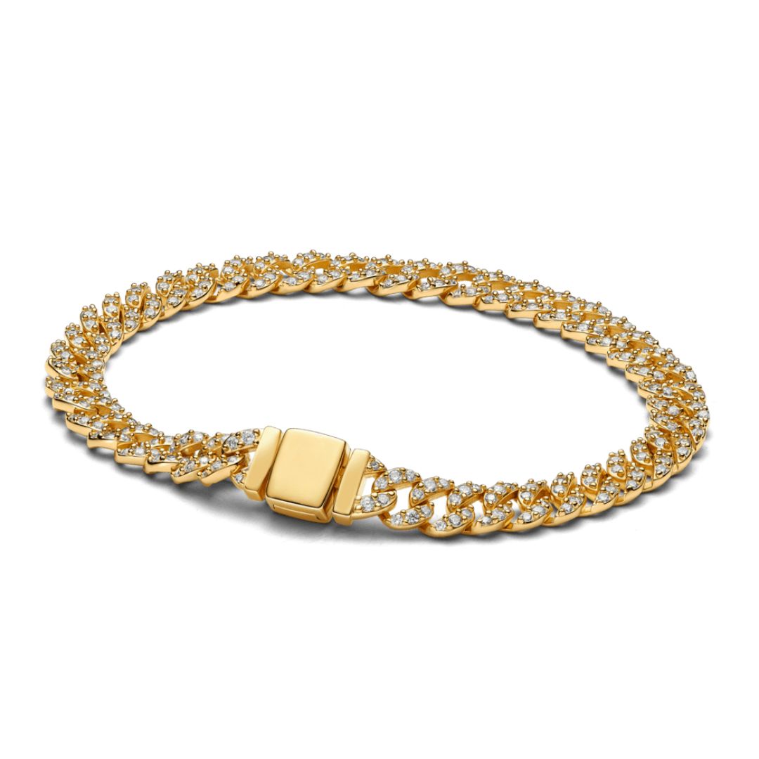 Cubo | Gouden Moissaniet Cubaanse Armband
