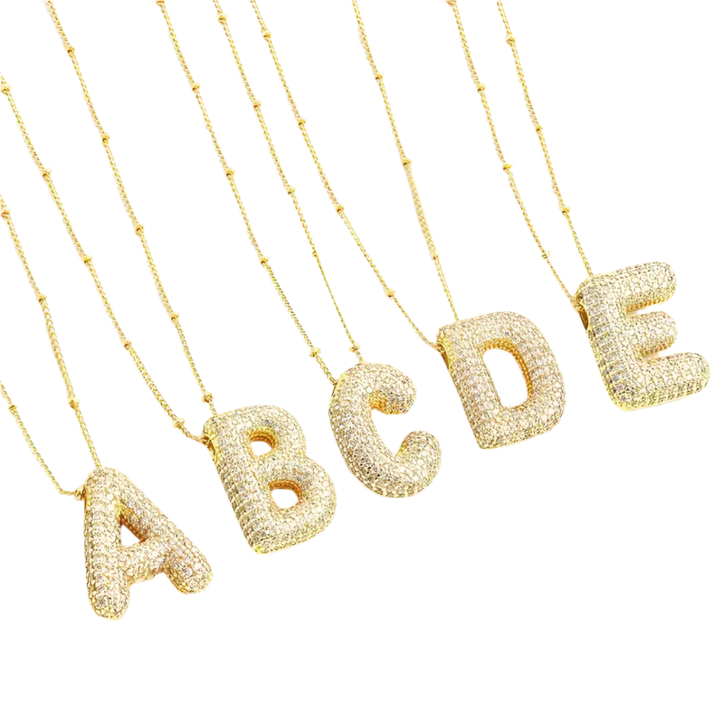 Bubbelletter initial ketting| Goud