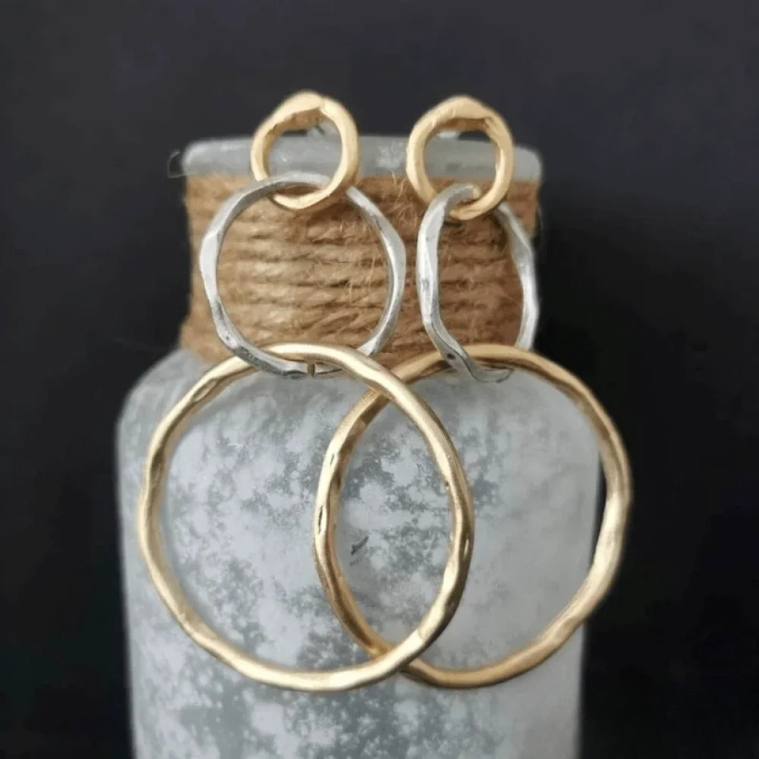 Celeste | Vintage Gouden en Zilveren Hoop Oorbellen