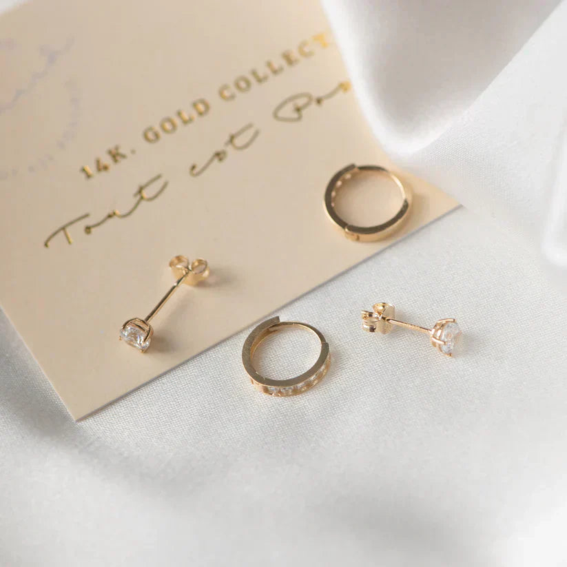 Brillane | Gouden Stenen Oorbellenset