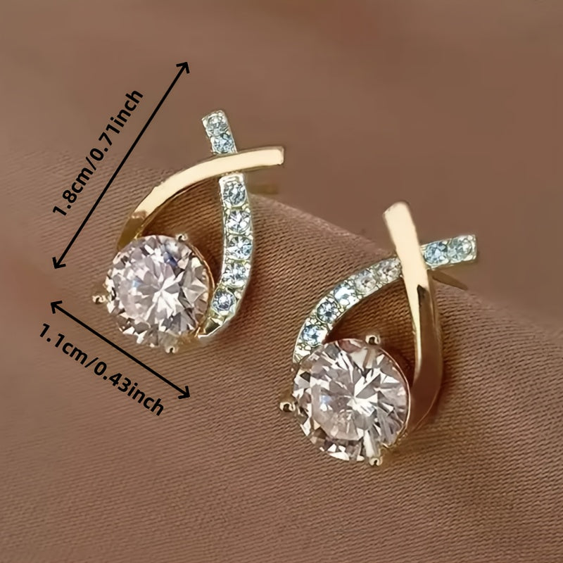 O&O - Gouden Kruis Zirconia Oorknopjes