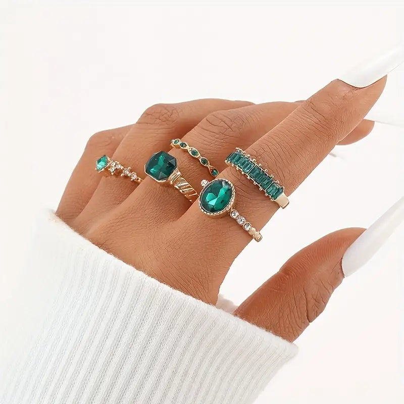 Zarina Weelderige Smaragd Ring Set | Goud