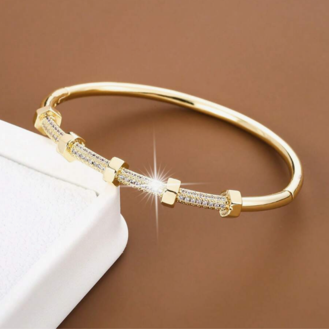 Madison - Fellicht Gouden Gecoate Armband met Moissanietafdekking