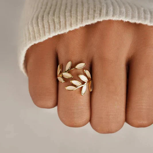 Pure - Witte Opal Blad Verstelbare Ring