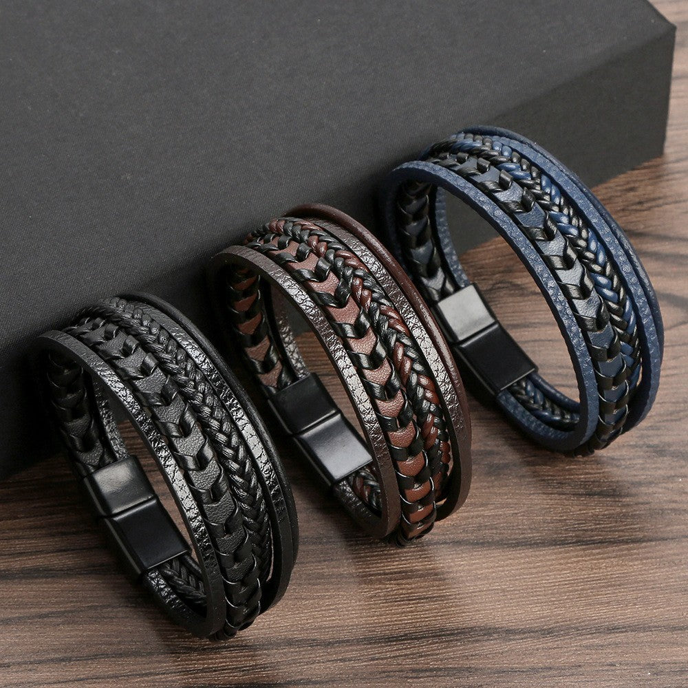 Ragnar Band | Leren Gevlochten Viking Armband