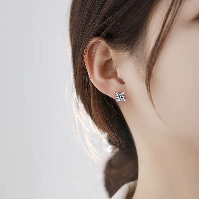 Aurelie Flower Earrings | White Gold