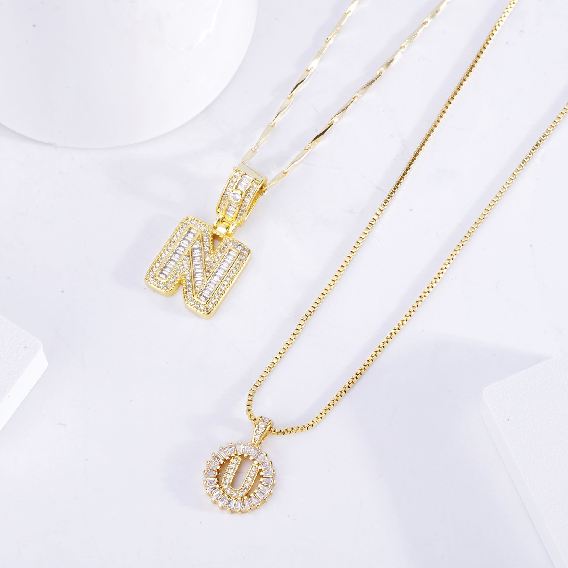 Moissaniet letter initialen ketting set | Goud