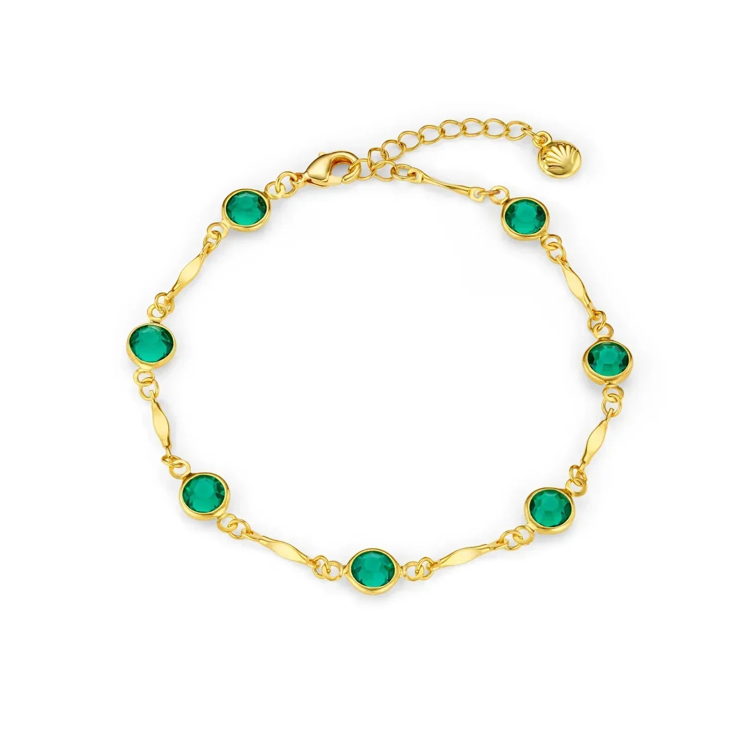 Smaragden Link Ketting Armband | Goud
