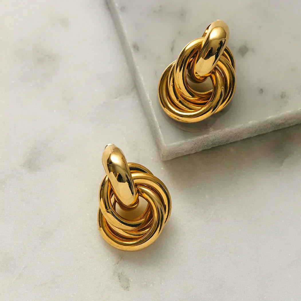 Interlock | Gouden Statement Oorbellen