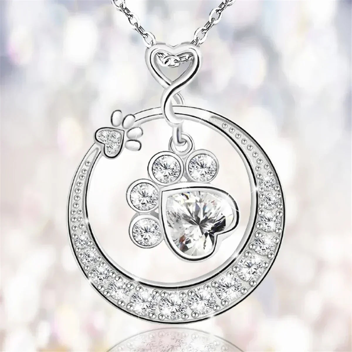Seaton | Zilveren Poot Ketting met Zirconia
