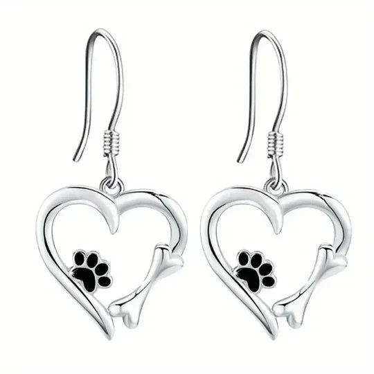 Yaritza – Zilveren Poot & Hart Dangle Oorbellen