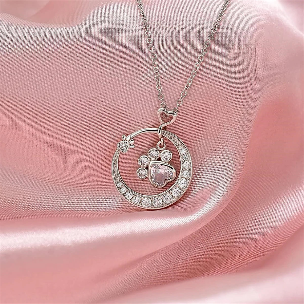 Seaton | Zilveren Poot Ketting met Zirconia