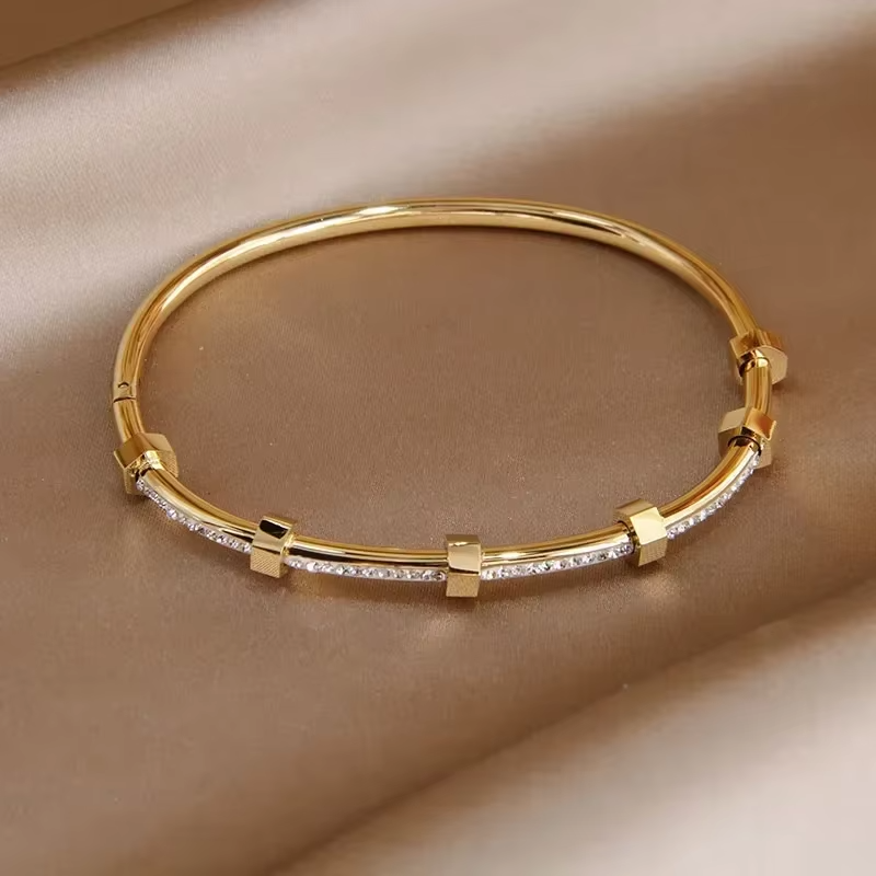 Madison - Fellicht Gouden Gecoate Armband met Moissanietafdekking