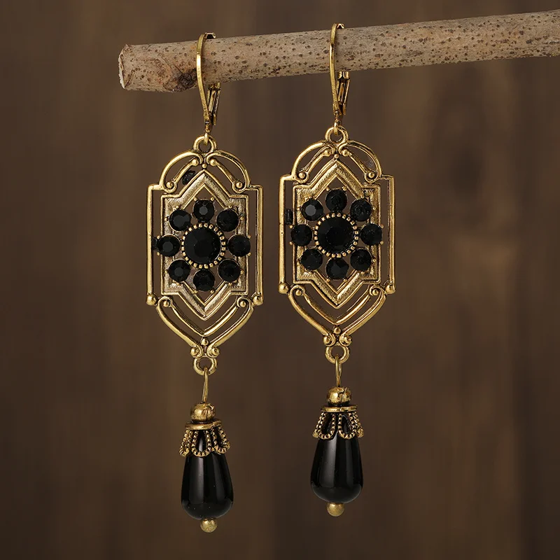 Charm™ | Vintage Zwarte Kristal Oorbellen