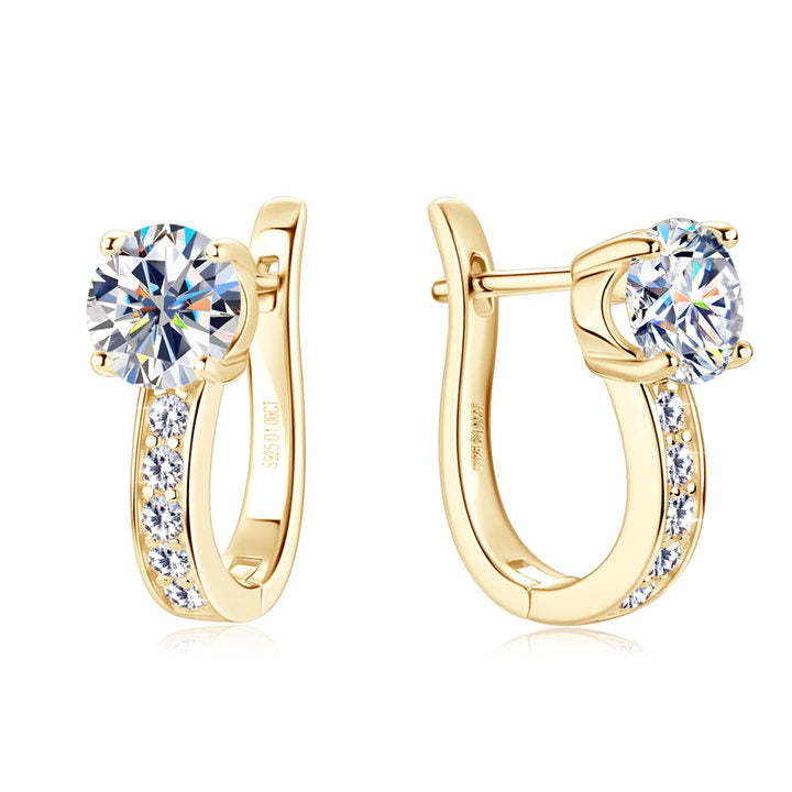 Channel Moissanite Huggie Earrings | White Gold