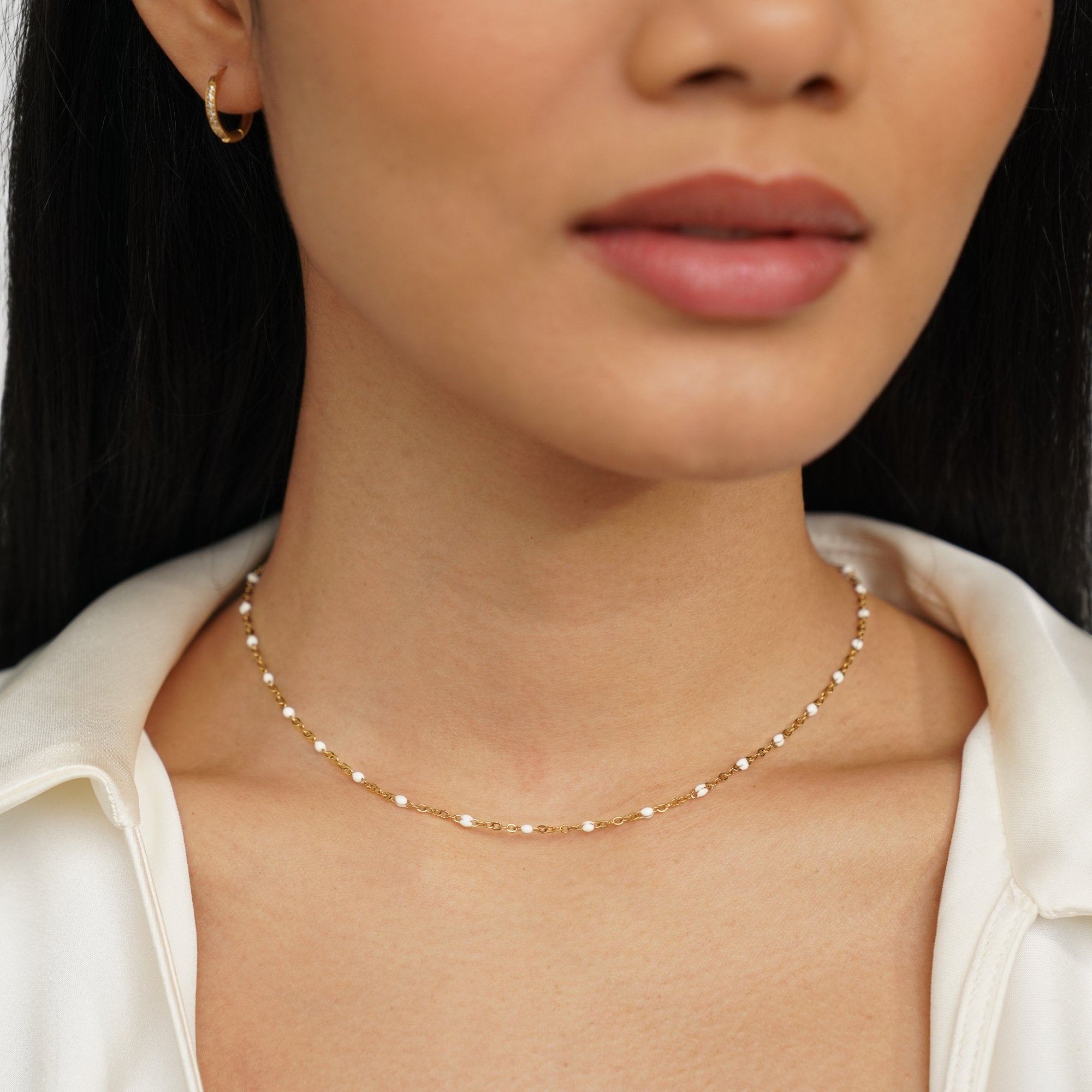 Schone witte kralen ketting