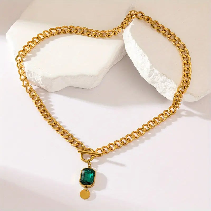 Smaragd hanger halsketting | Goud