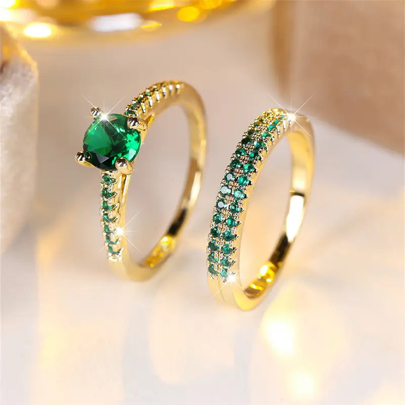Serena Smaragd Duo Ring Set | Goud