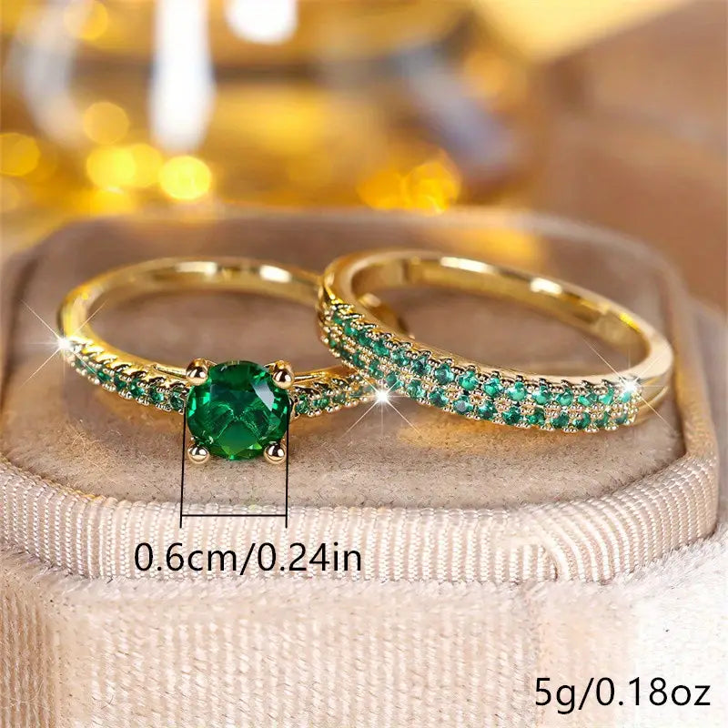 Serena Smaragd Duo Ring Set | Goud