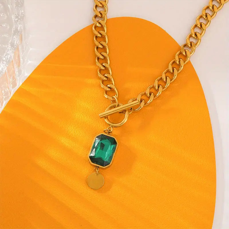 Smaragd hanger halsketting | Goud