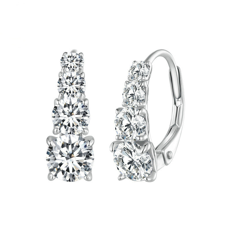 Carol Four Stone Earrings | White Gold