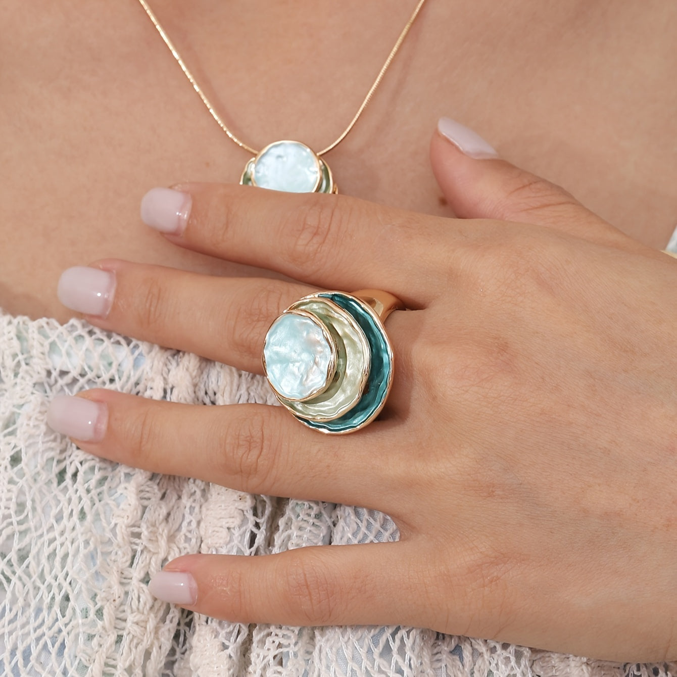 Boho drievoudige-laag emailring