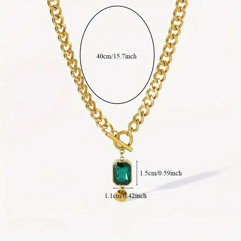 Smaragd hanger halsketting | Goud