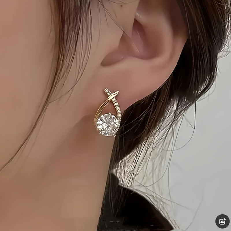 O&O - Gouden Kruis Zirconia Oorknopjes