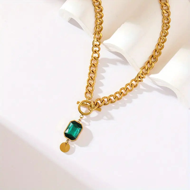 Smaragd hanger halsketting | Goud