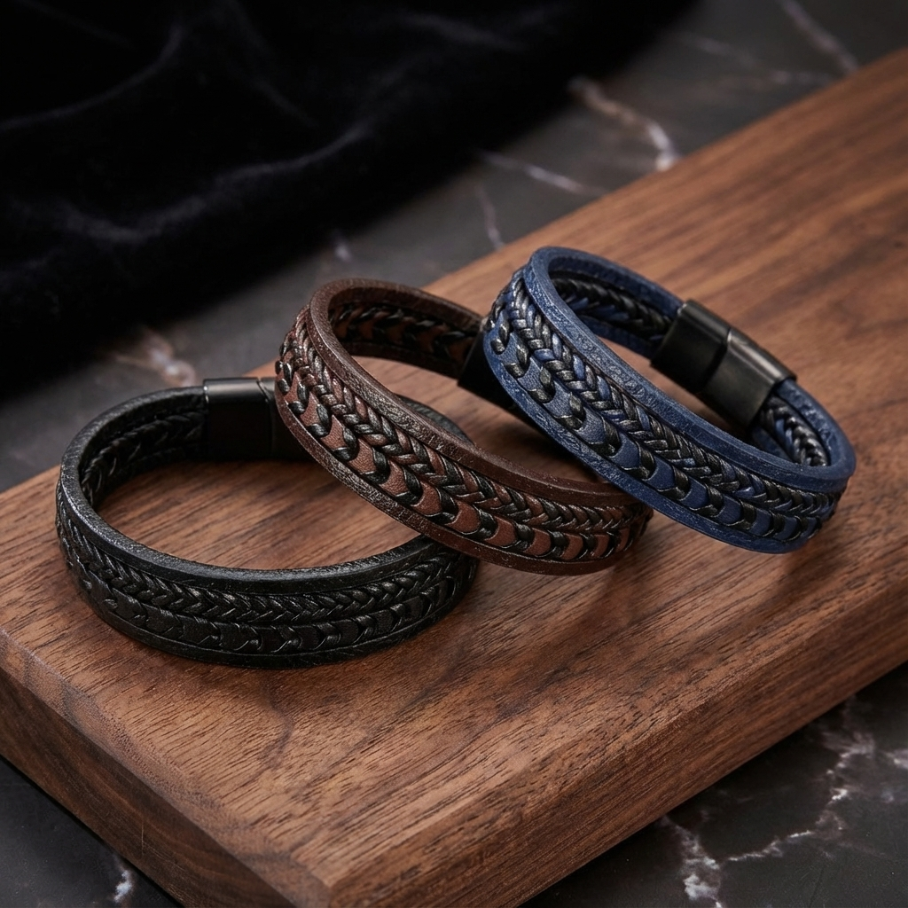 Ragnar Band | Leren Gevlochten Viking Armband