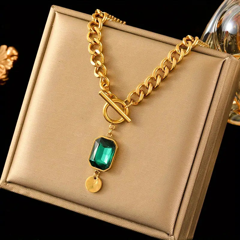 Smaragd hanger halsketting | Goud