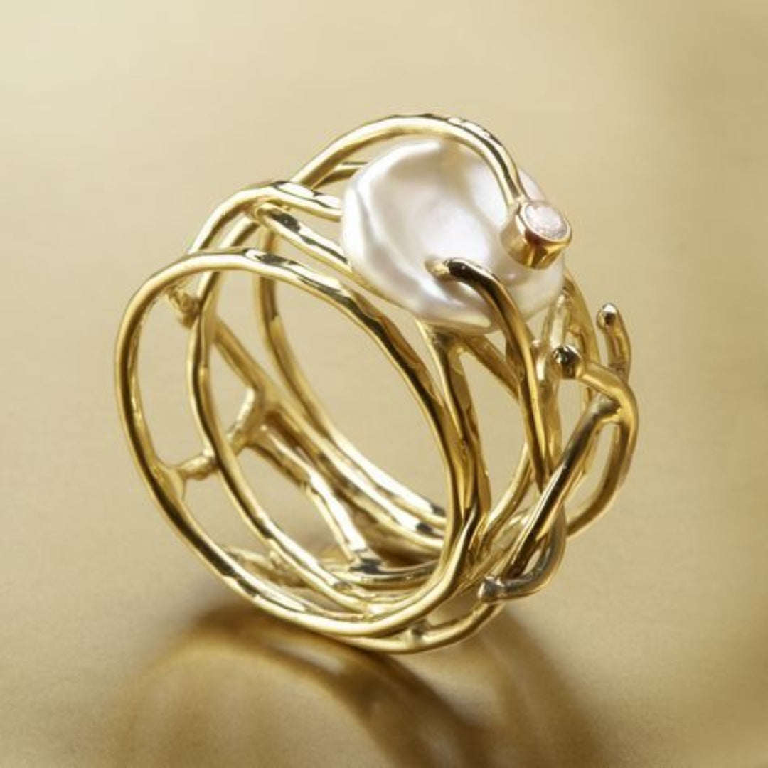 Samira | Dunne gouden parel ring