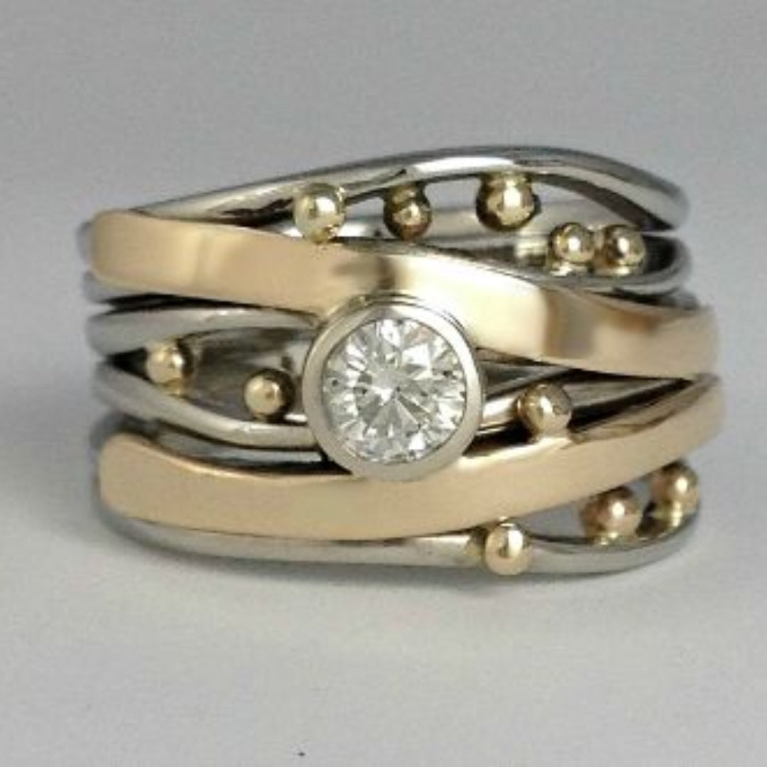 Royal - Vintage Gouden Ingelegd Zirkonia Ring