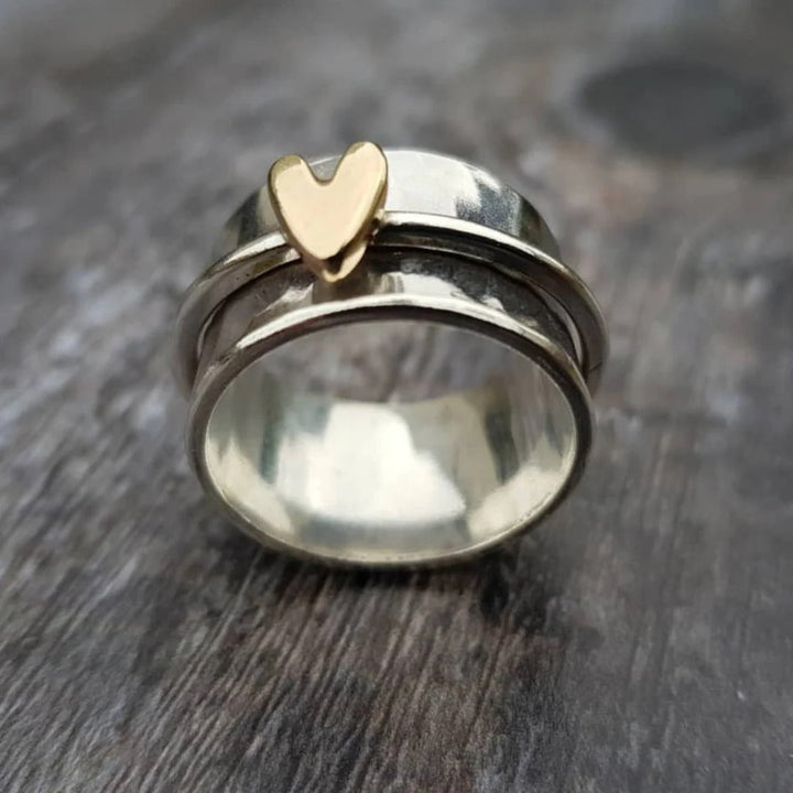 Mely - Gouden Hart Zilveren Ring
