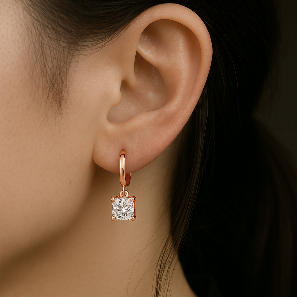 Aurora Square Drop Earrings | Rose Gold