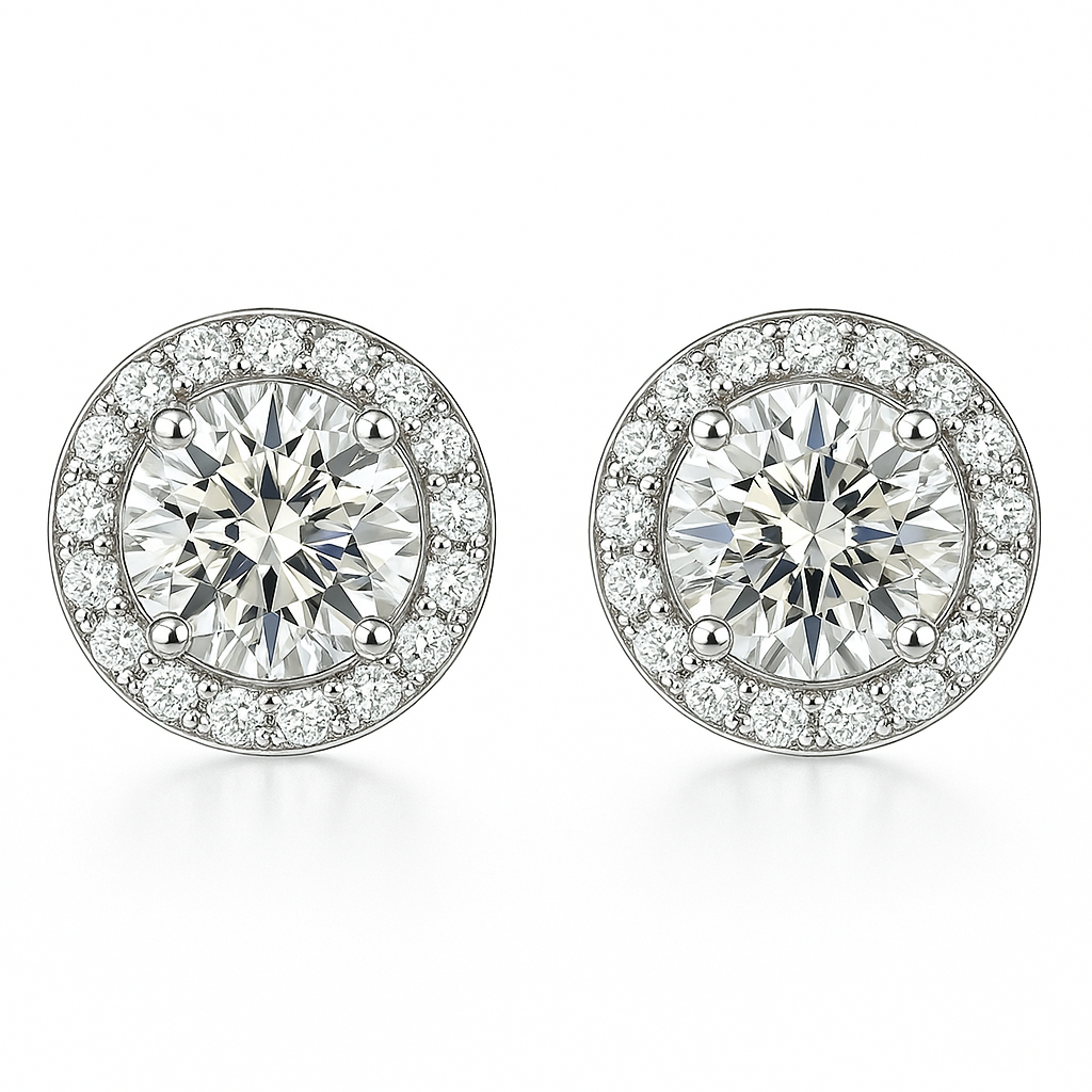 Glacé Glamour Round Earrings | White Gold