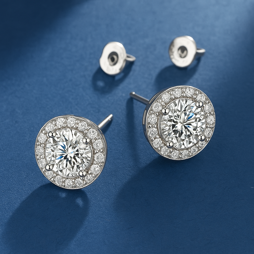 Glacé Glamour Round Earrings | White Gold