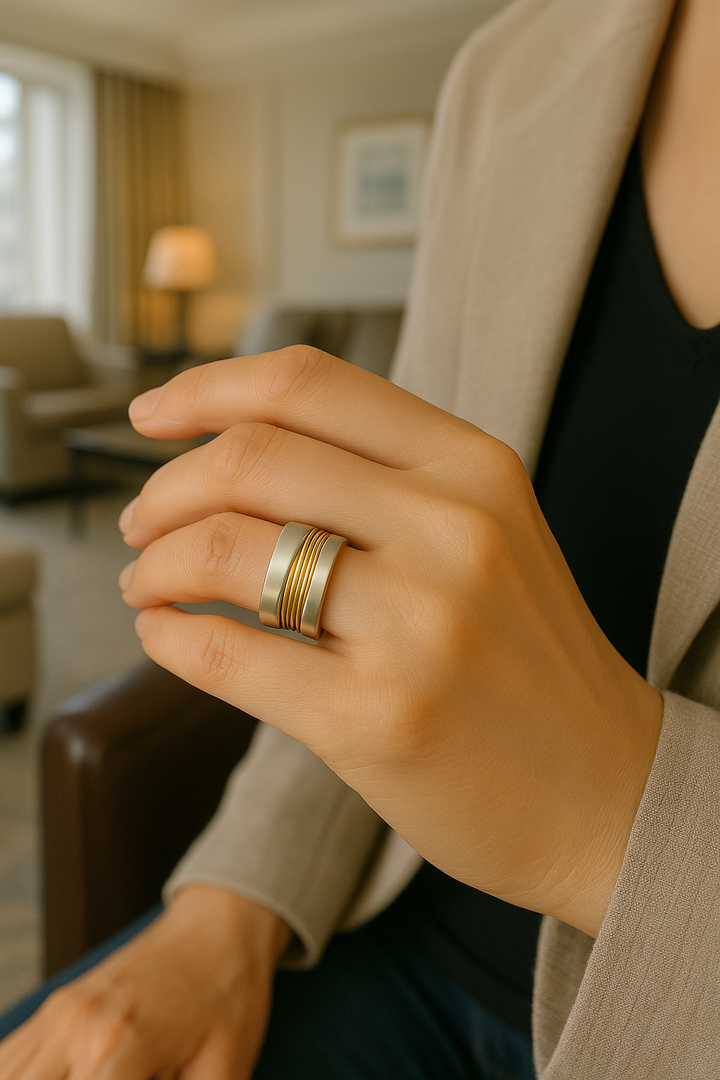 Zilveren-Gouden Draden Ring