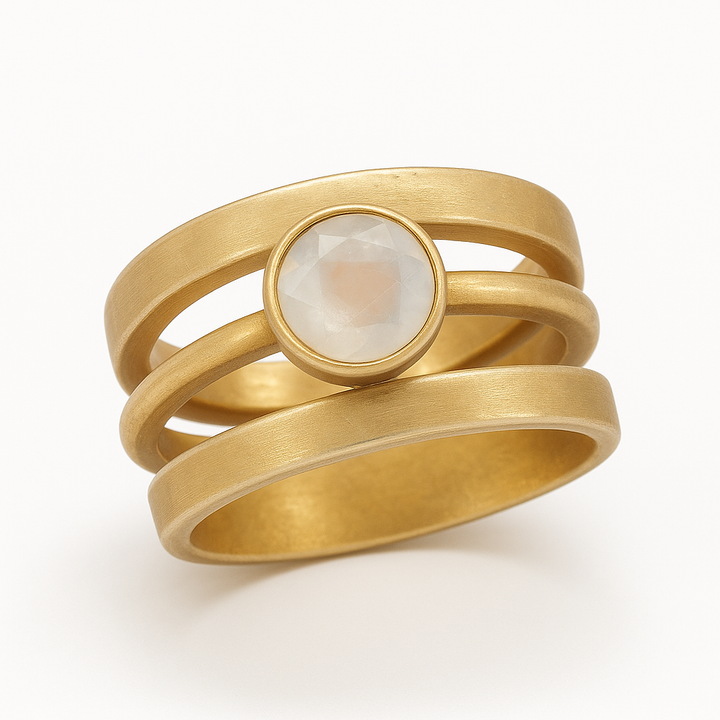 Vintage Gouden Inleg Moonstone Ring