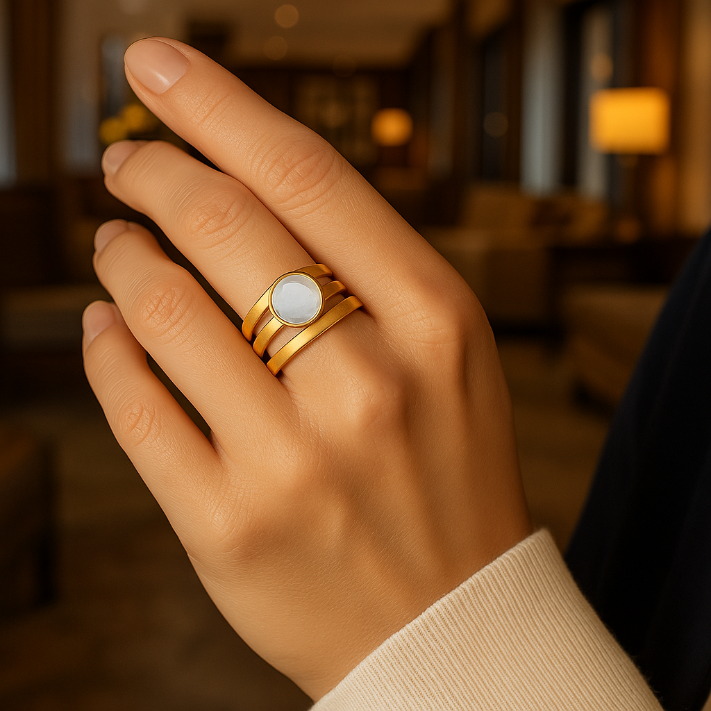 Vintage Gouden Inleg Moonstone Ring