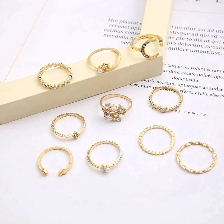 Boho™ | Zilver en Gouden Ring Set (10 Paar)