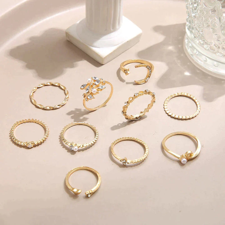 Boho™ | Zilver en Gouden Ring Set (10 Paar)