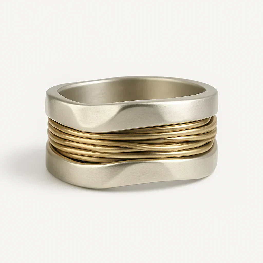 Zilveren-Gouden Draden Ring