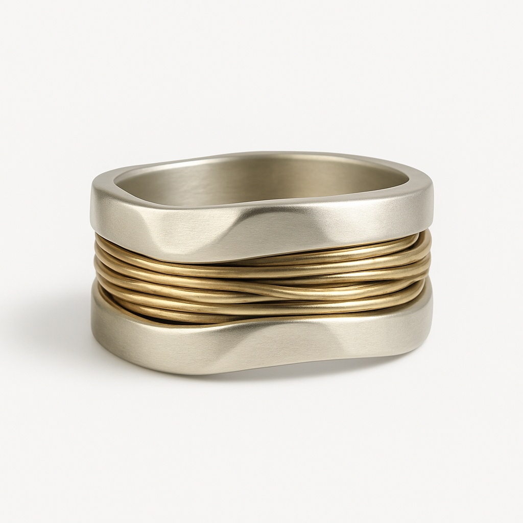 Sofia™ | Dames Zilver en Gouden Draad Ring