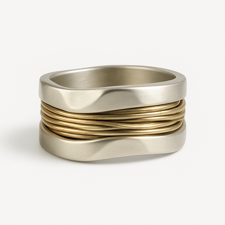 Sofia™ | Dames Zilver en Gouden Draad Ring