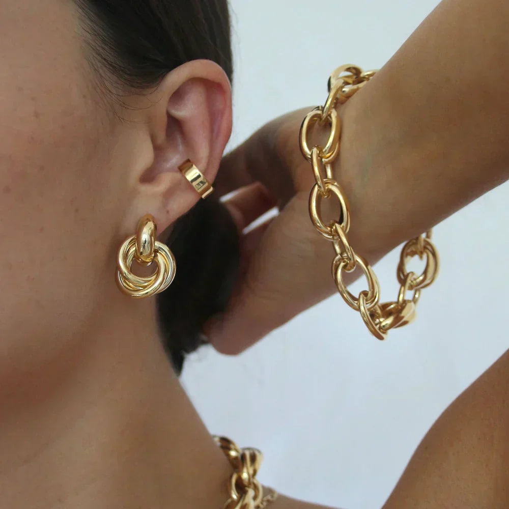 Interlock | Gouden Statement Oorbellen