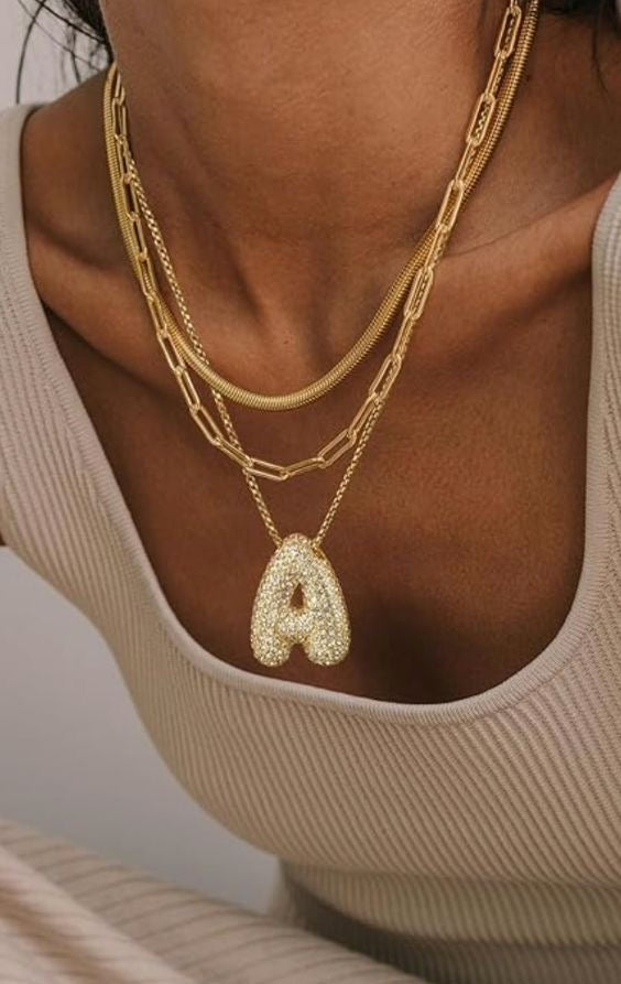 Bubbelletter initial ketting| Goud