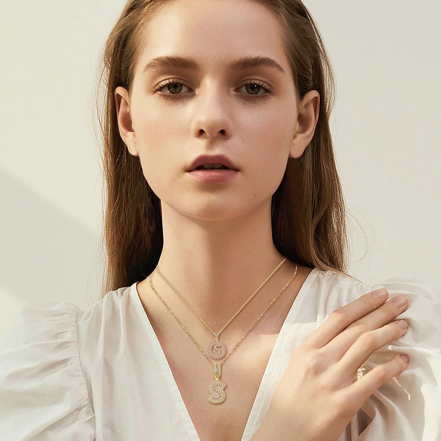 Moissaniet letter initialen ketting set | Goud