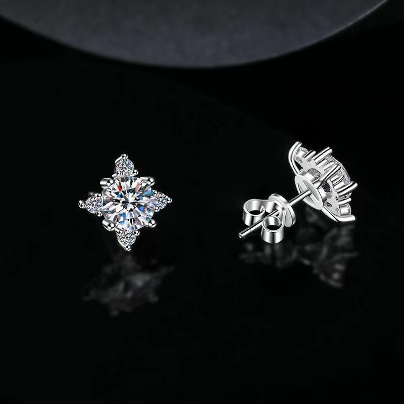 Aurelie Flower Earrings | White Gold