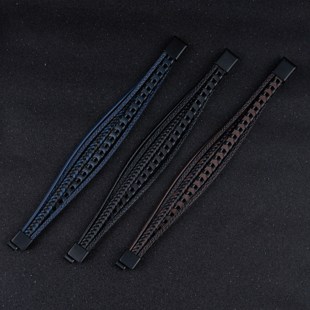 Ragnar Band | Leren Gevlochten Viking Armband